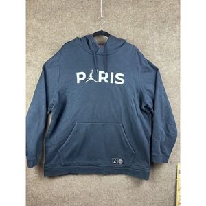 Jordan Paris Hoodie Mens 2XL Black Pullover Fleece Hooded Pockets Graphic